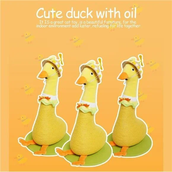 Come On Duck Cat Climbing Frame Natural Sisal Rope Cat Scratching, Yellow